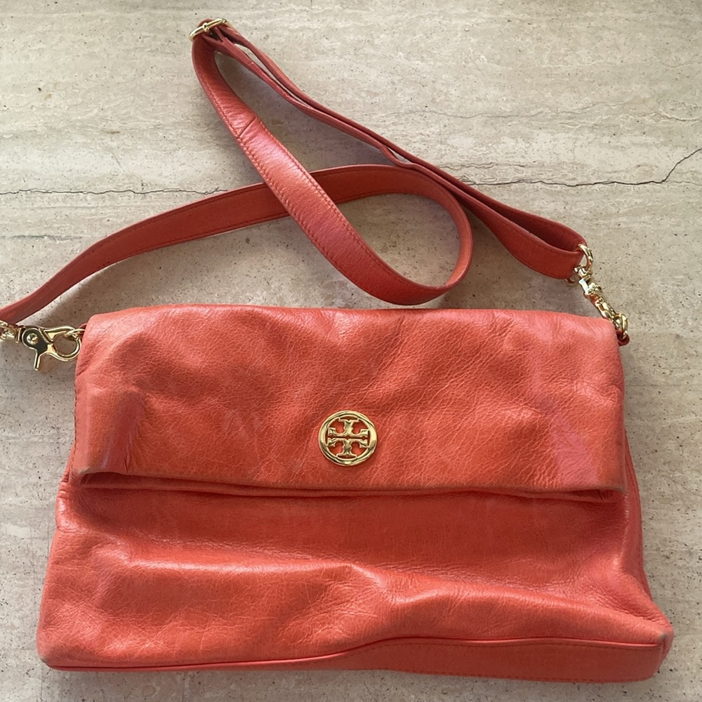 Tory Burch Dena 3-Way Orange Leather Crossbody Bag